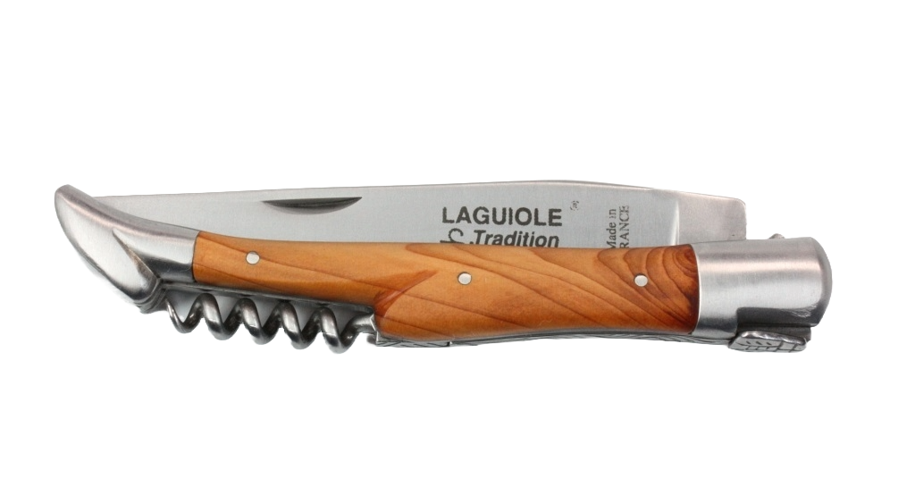 Laguiole Tradition Pocket Knife with Corkscrew - Olive Tree
