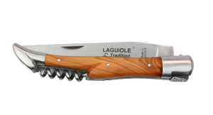 Laguiole Tradition Pocket Knife with Corkscrew - Olive Tree