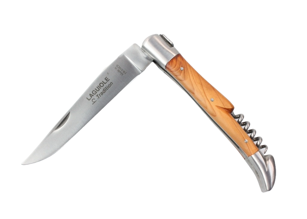 Laguiole Tradition Pocket Knife with Corkscrew - Olive Tree