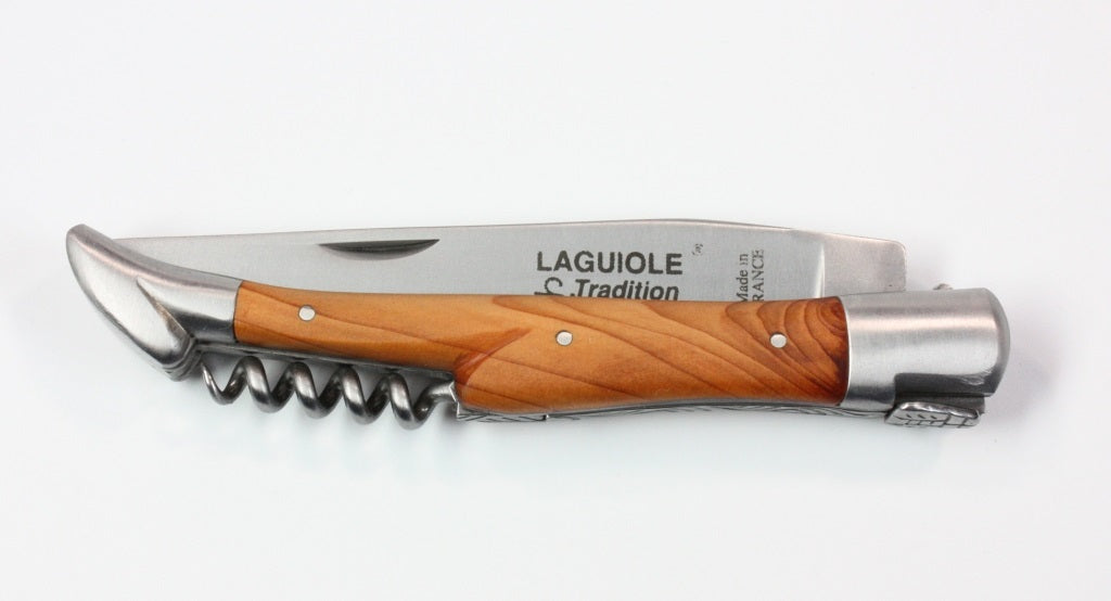 Laguiole Tradition Pocket Knife with Corkscrew - Olive Tree