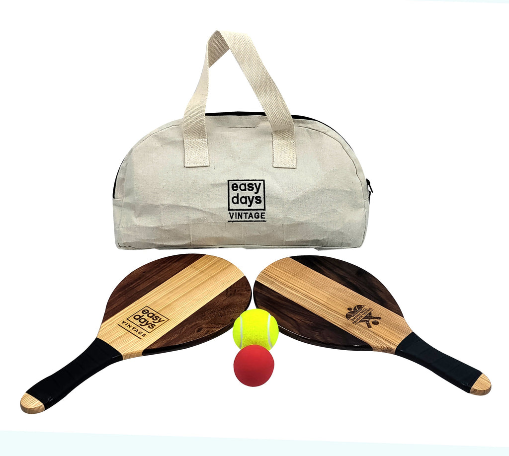 easy days Wooden Vintage Smash Ball/Padder Tennis set